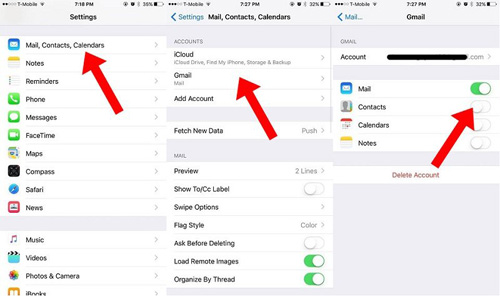 how do i transfer contacts from android to iphone via google account