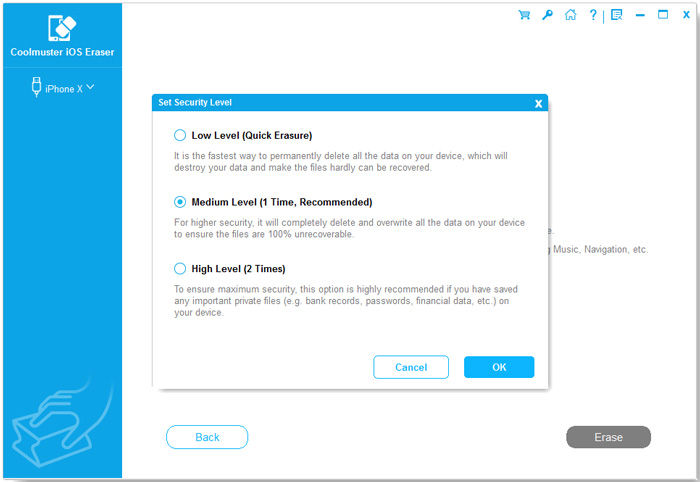 choose erasure level to permanently delete messages on iphone
