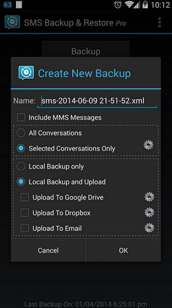 download text messages from android