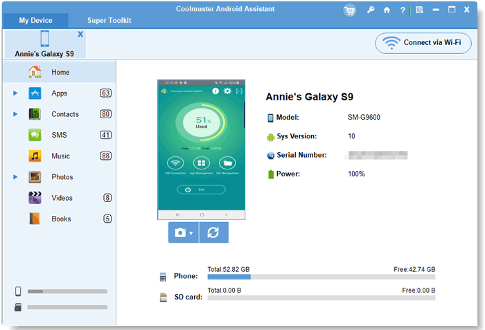 connect android to transfer contacts from android to computer with coolmuster android assistant