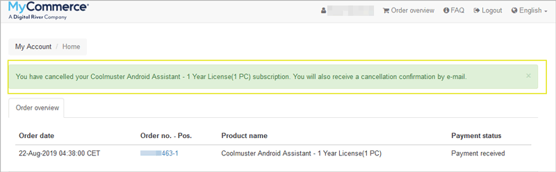 cancel the subscription successfully