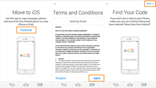 how to transfer contacts from android to iphone with move to ios