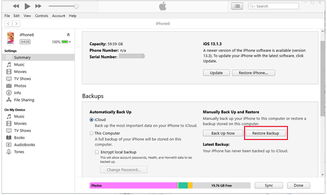 how to retrieve deleted text messages on iphone via itunes