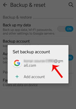 set backup account
