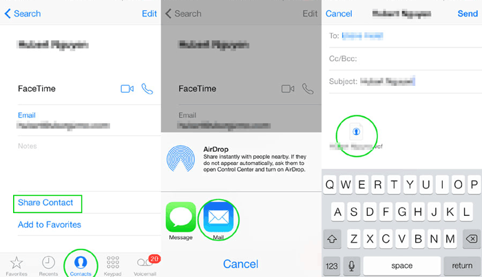 how to transfer contacts from iphone to computer via email